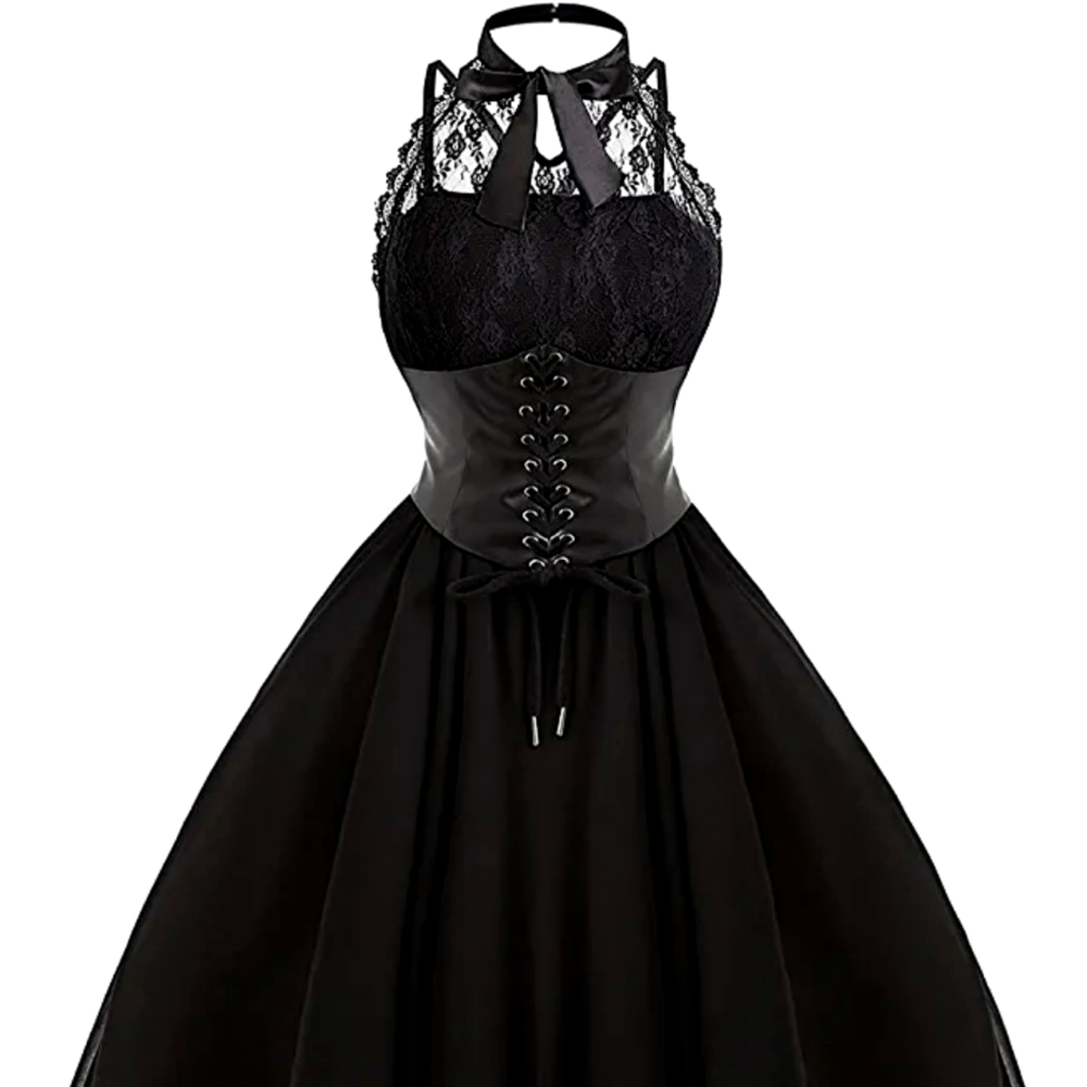 Black gothic punk dress